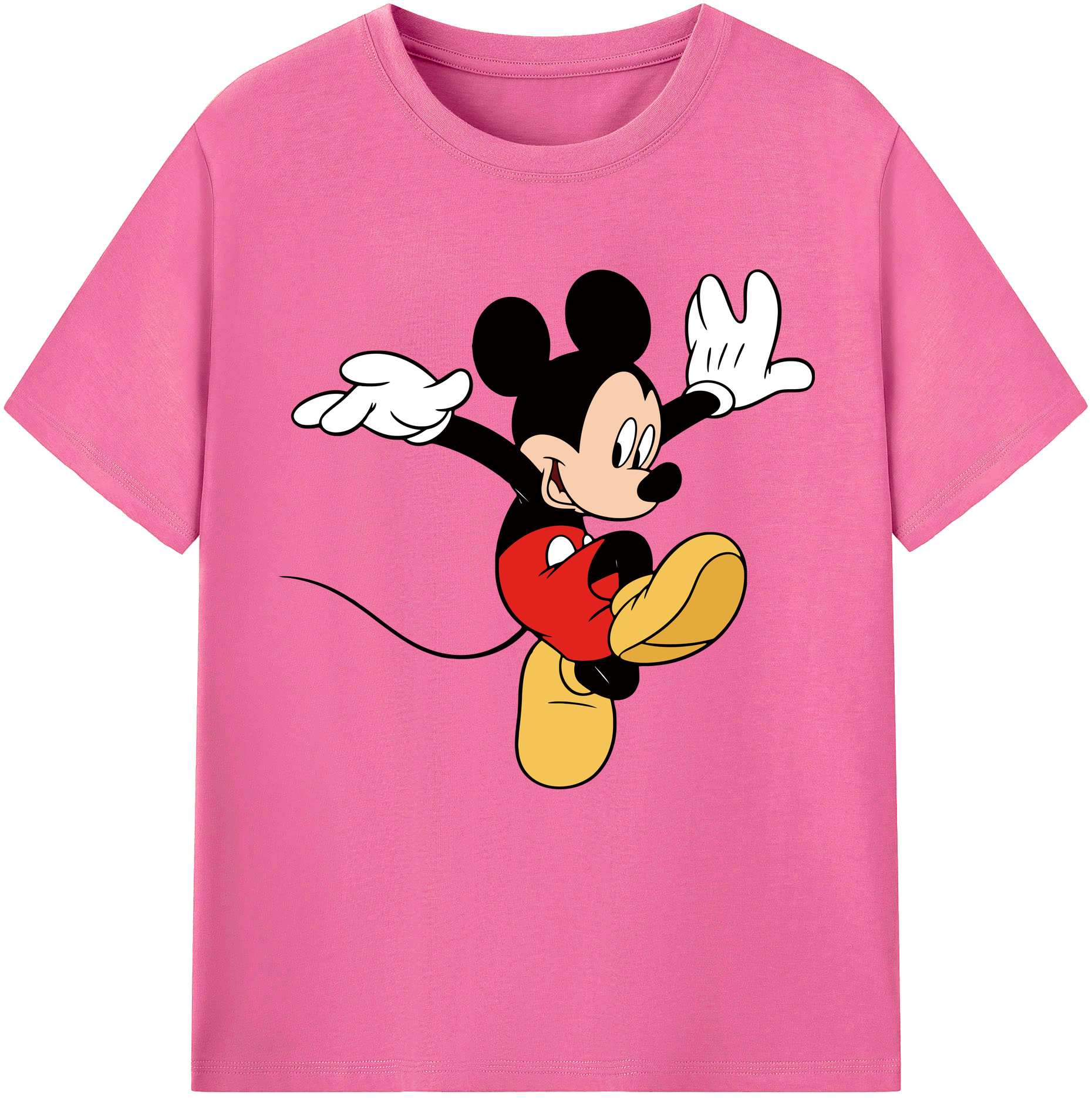 （画像用） ミッキーマウス Mickey Mouse レディースカジュアルプリントTシャツ（綿100％）